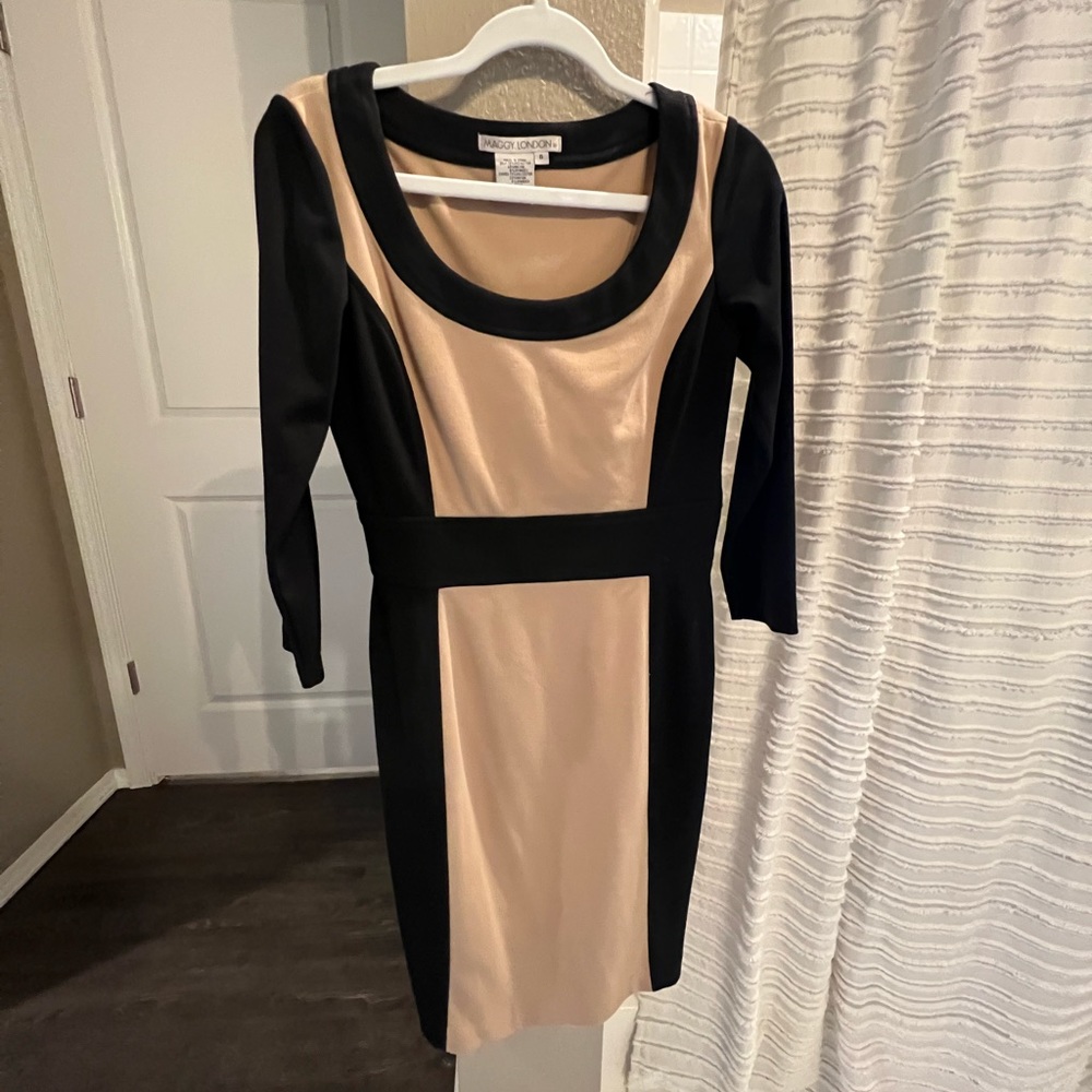 Maggy London Tan & Black Dress